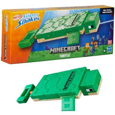 Nerf Super Soaker Minecraft Turtle Water Blaster | Pull Back Plunger Handle | Easy to Use | Minecraft Toys |Pichkari for Outdoor Water Games | Branded Toy Pichkari for Holi | Kids Ages 6+