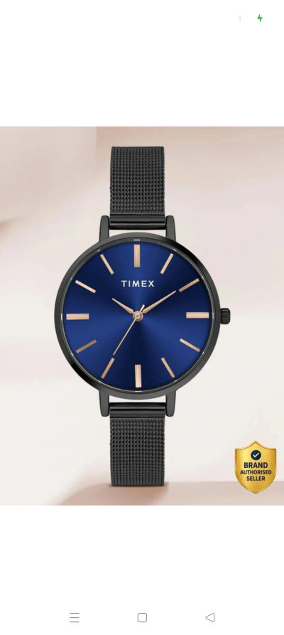 Timex Round 35mm Blue Dial Analog Watch - For Women TWEL155SMU03