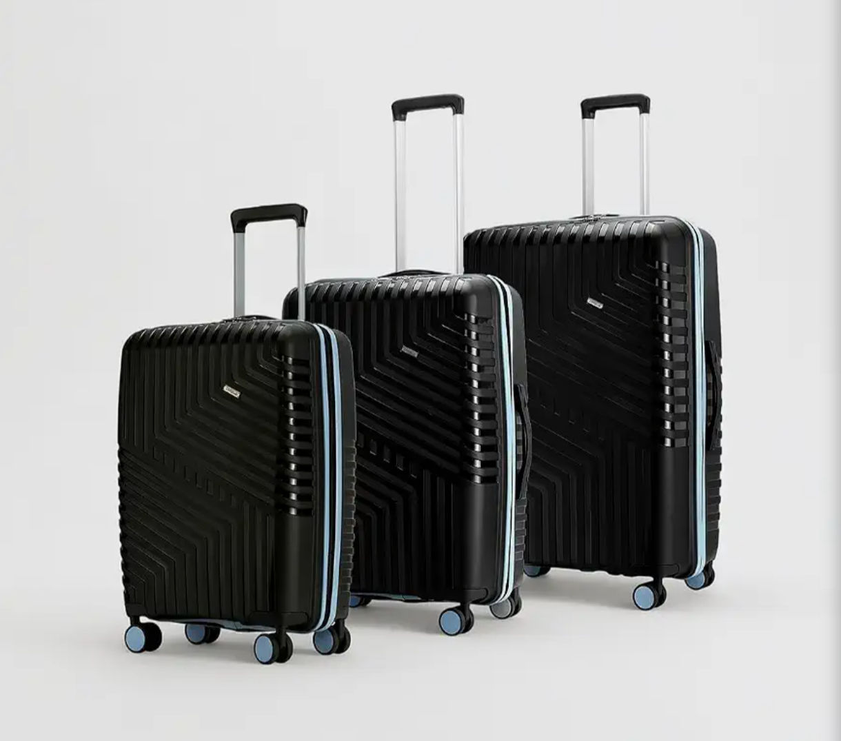LAttitude By Provogue Core Set of 3 Trolley Bags Cabin + Medium + Large Polypropylene Hard Suitcase, 8 Spinner Wheels, Recessed Number Lock