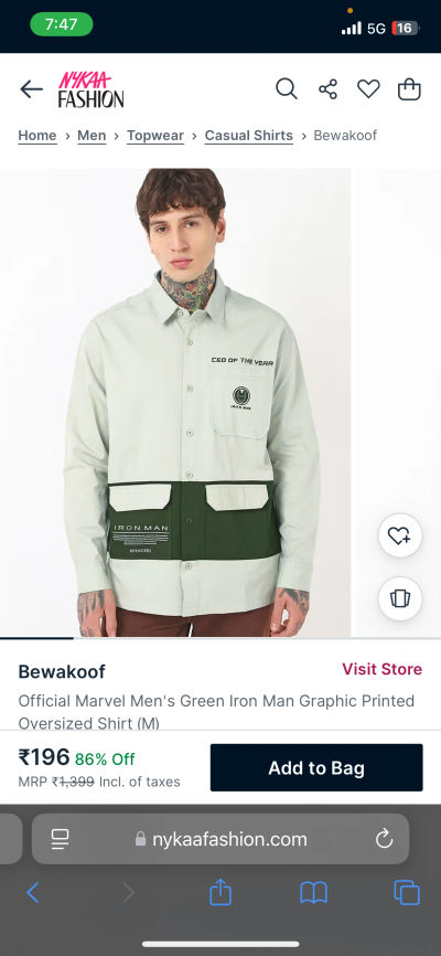 bewakoof shirt(s) at good price