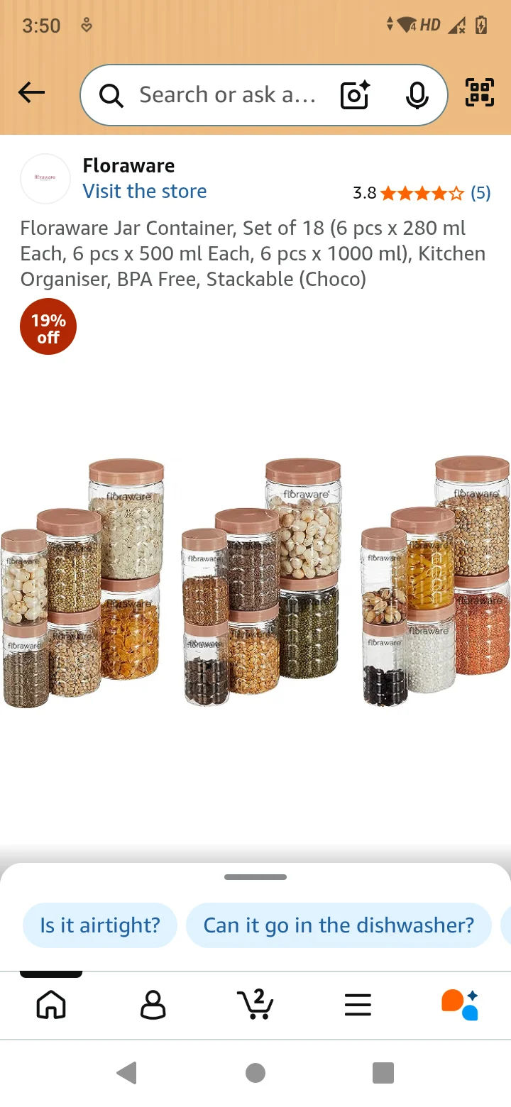 floraware Set of 18jar (1000+500+250ml)*3