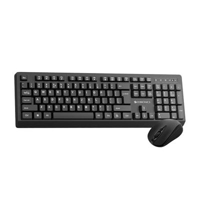 Zebronics Wireless Keyboard & Mouse Combo, 104 UV-Coated Keys, ₹ Key, 12 Multimedia Keys, Retractable Stand, 4 Button Mouse, 1600 DPI, High Precision, USB Nano Receiver (Companion 116, Black)
