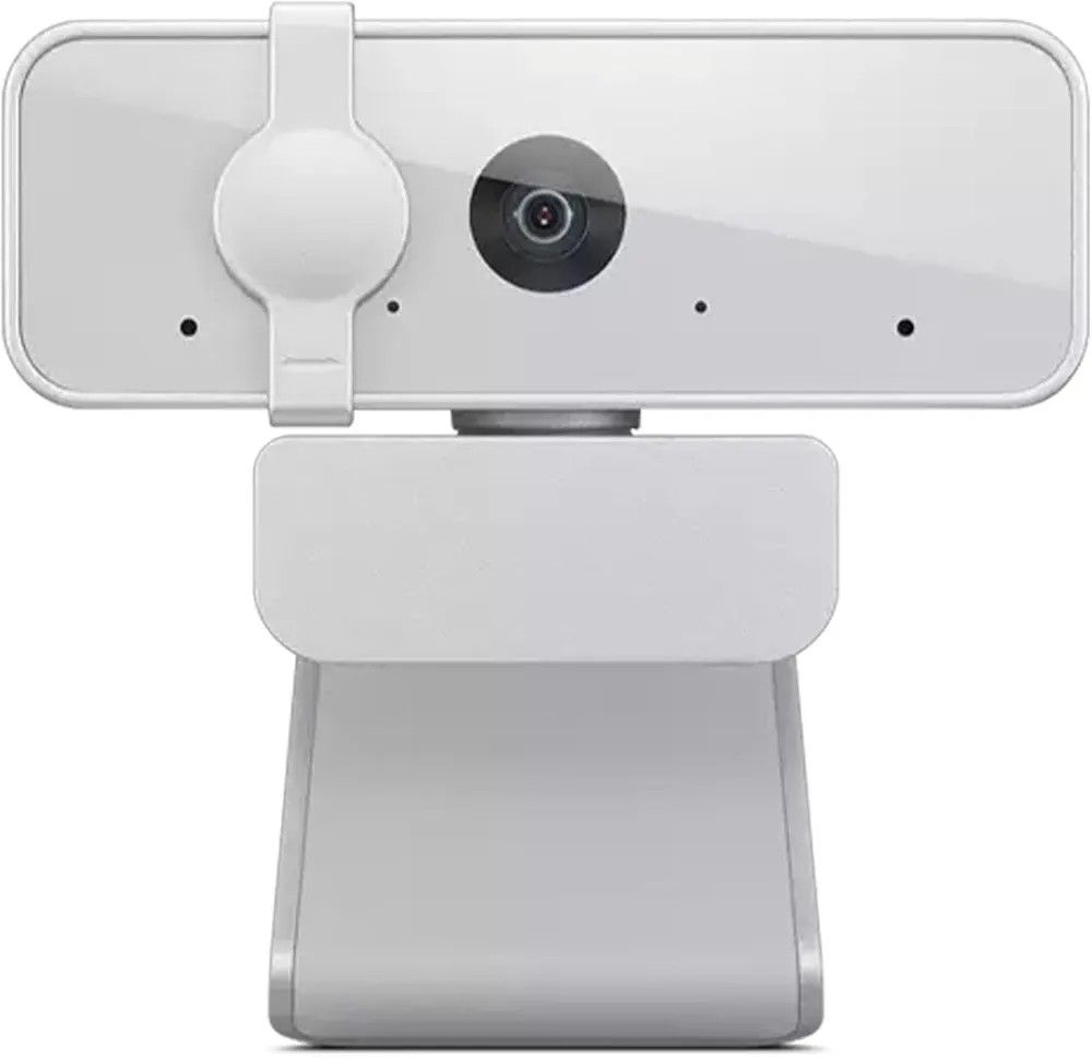 Lenovo 300 FHD Webcam with Full Stereo Dual Built-in Mics | FHD 1080P 2.1 Megapixel CMOS Camera with USB |Ultra-Wide 95° Lens, 4X Digital Zoom | 360 Rotation | Flexible Mount | Cloud Grey