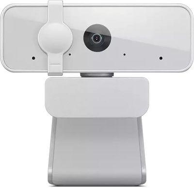 Lenovo 300 FHD Webcam with Full Stereo Dual Built-in Mics | FHD 1080P 2.1 Megapixel CMOS Camera with USB |Ultra-Wide 95° Lens, 4X Digital Zoom | 360 Rotation | Flexible Mount | Cloud Grey