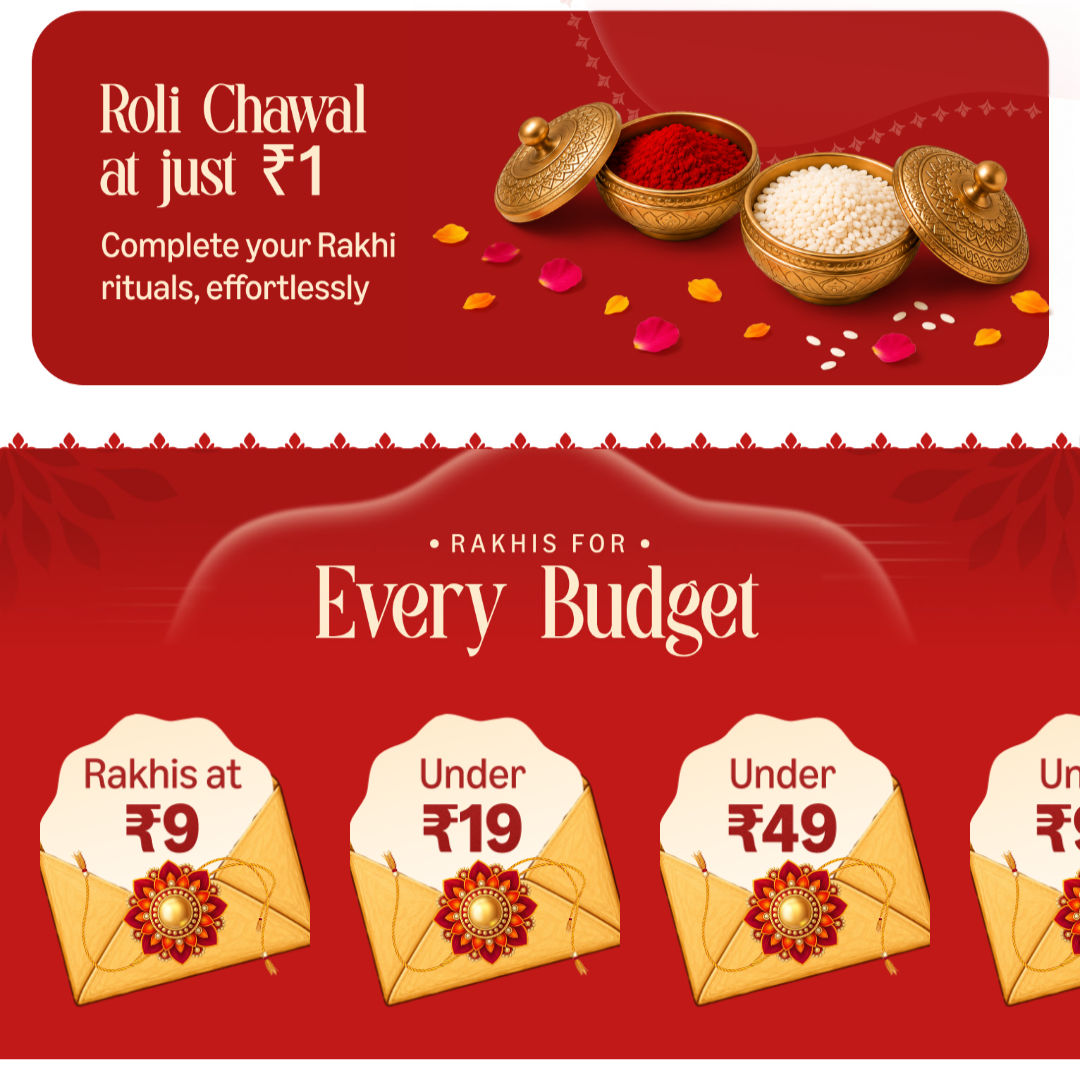Amazon Now - Roli Chawal at ₹1 & Rakhi Under ₹9, ₹19, ₹49 & More