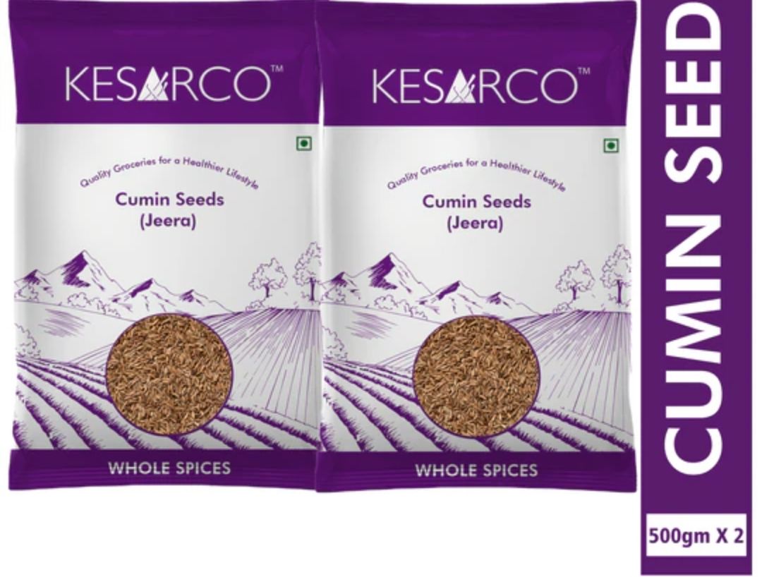 Kesarco Cumin Seeds (Jeera) 1kg | Premium Whole Jeera | Natural & Aromatic Spice (500g x 2)