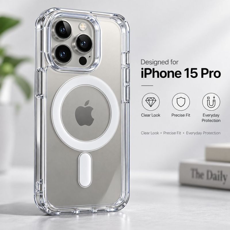 Premium Transparent iPhone 15 Pro Magsafe case cover @ Just ₹189