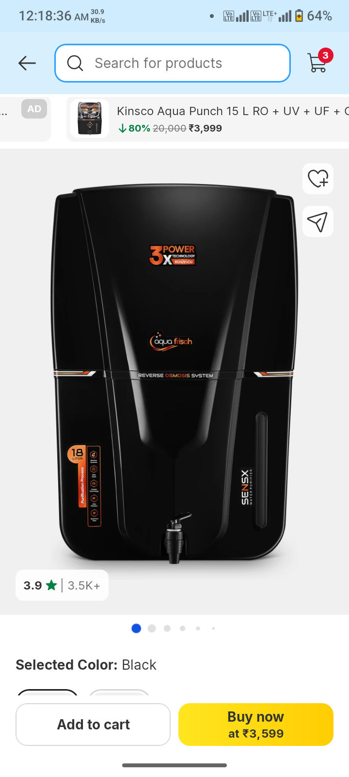 Prime Audi 18 L RO + UV + UF + Copper + TDS Control Water Purifier