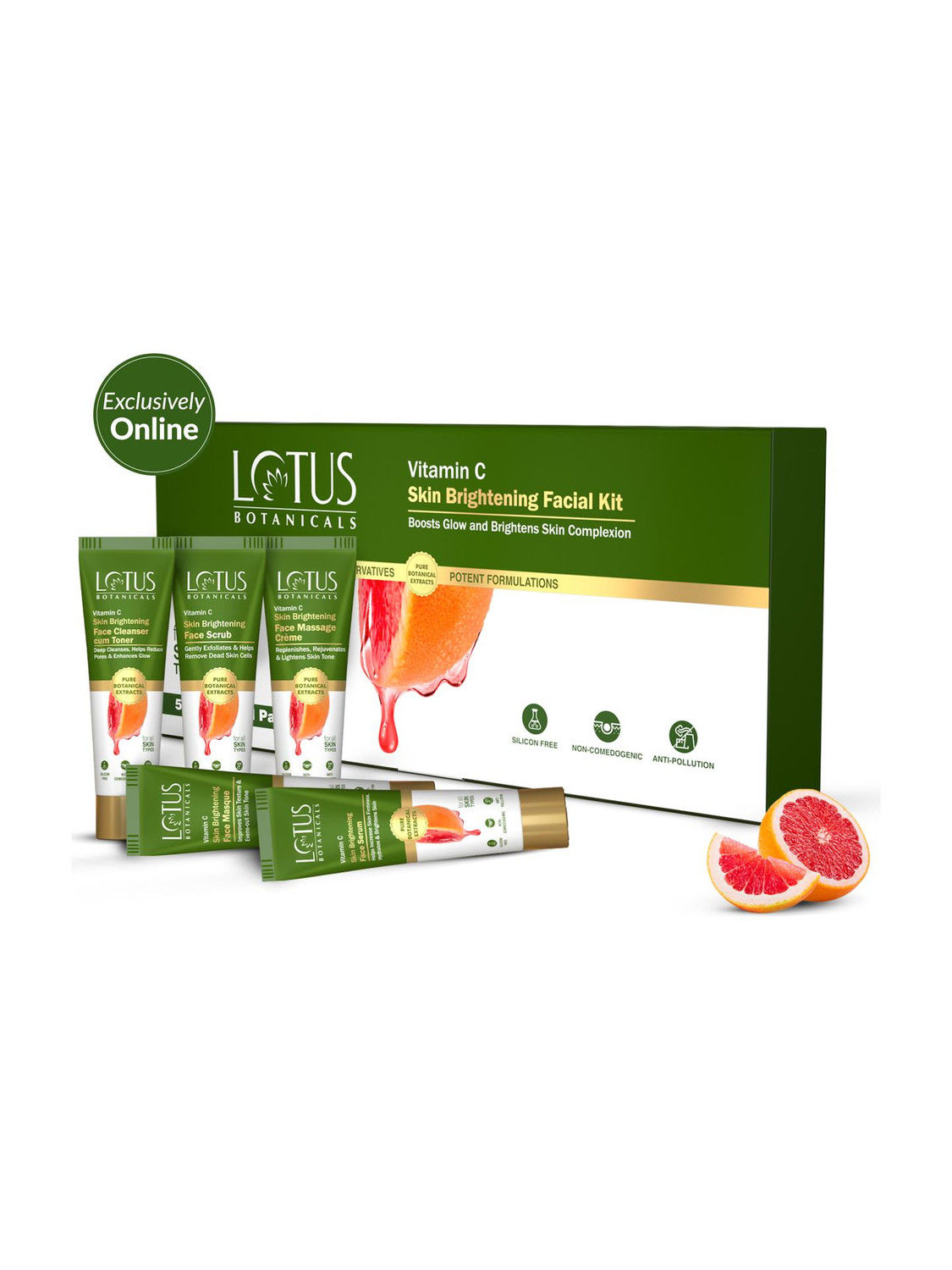 Lotus Botanicals Vitamin C Skin Brightening 5 Step Facial Kit|Boo...more