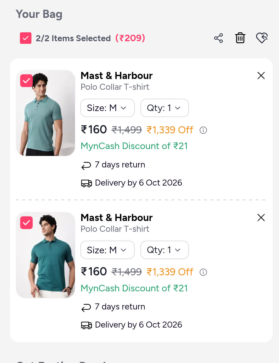 Myntra 90% off mast & harbour