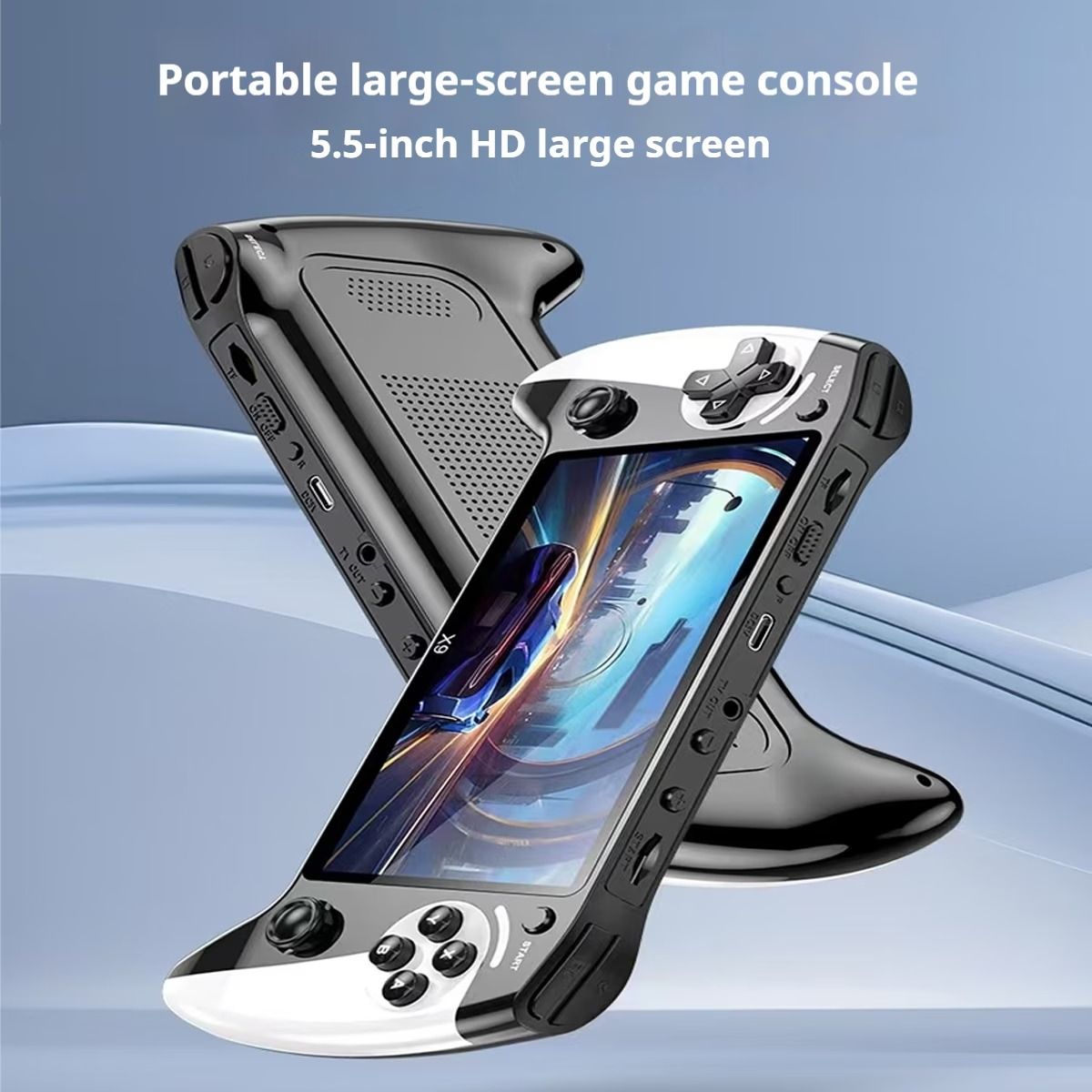 2026 New Gaming Console, 5.5-Inch IPS Full-Angle HD Screen, ABS Material Compact And Durable, Large Capacity Rechargeable Battery for Long Playtime, Black And White, Joystick Design, Premium Feel