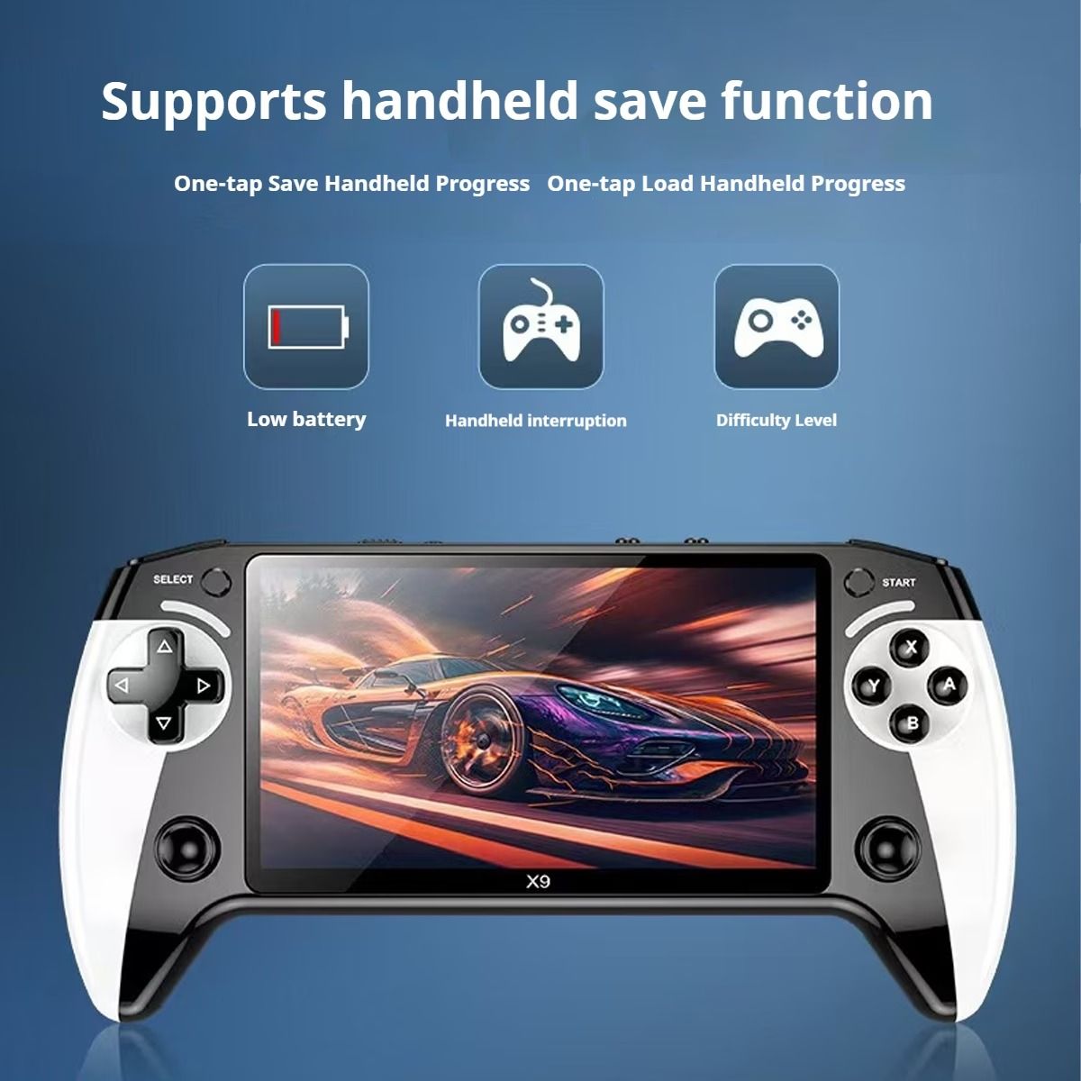 2026 New Gaming Console, 5.5-Inch IPS Full-Angle HD Screen, ABS Material Compact And Durable, Large Capacity Rechargeable Battery for Long Playtime, Black And White, Joystick Design, Premium Feel
