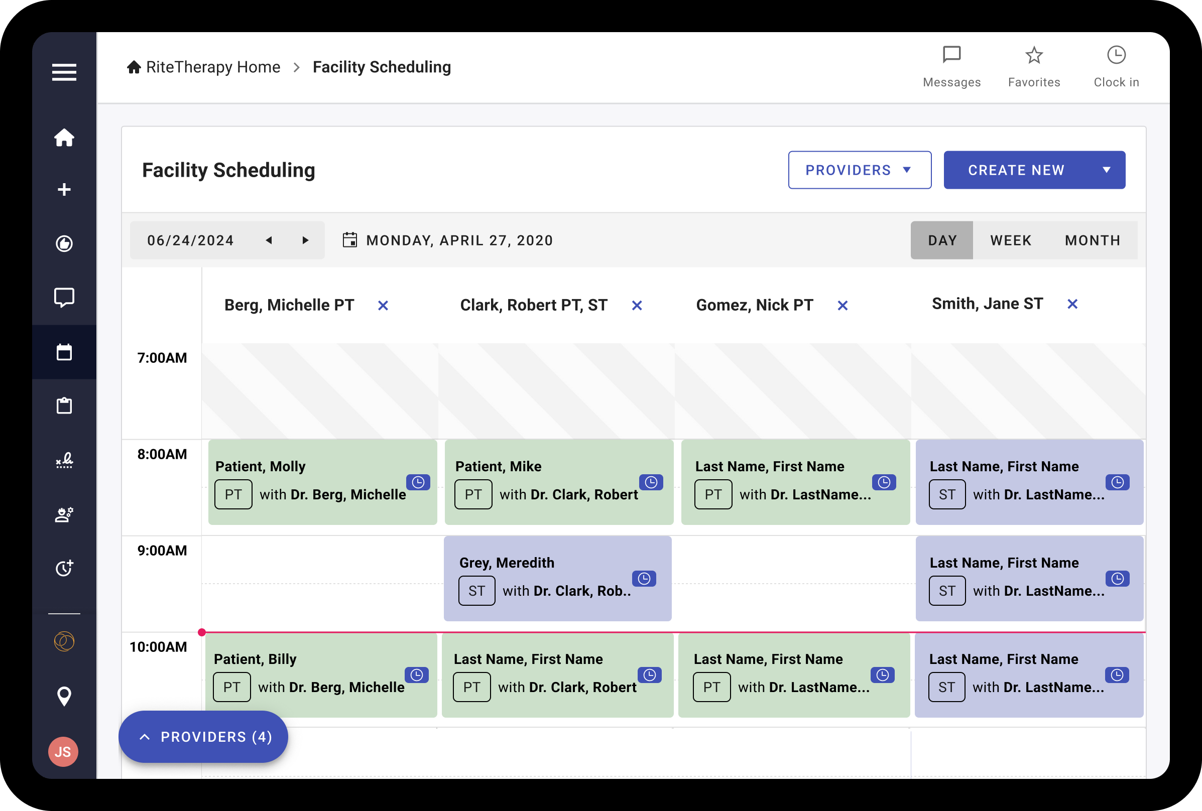 Compare therapists schedules