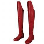 Women Super Lady Cosplay Costume Superheroine Kara Red Knee Length Boots