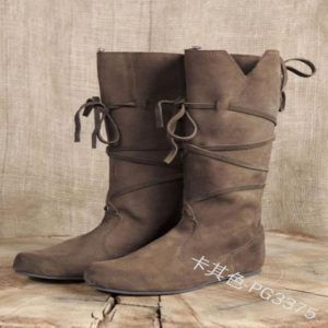 Medieval Viking Costume Retro Men Knight Boots Larp PU Leather