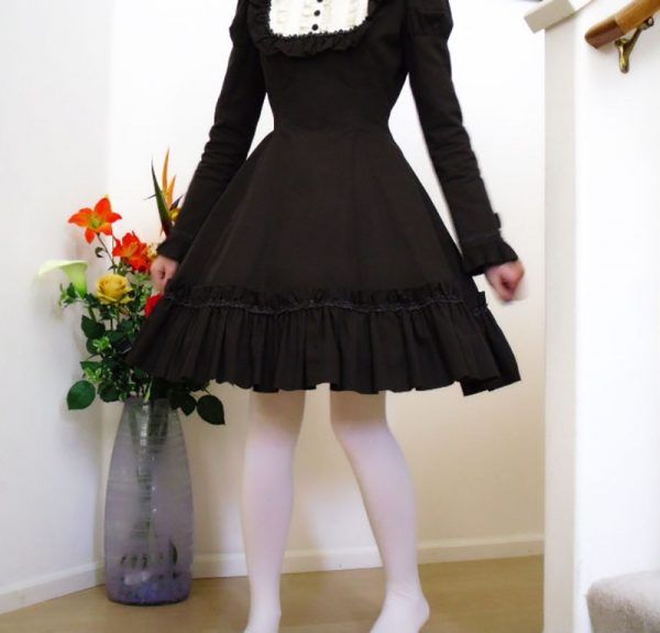 Vintage Slim Cotton Dress Lolita Classic Mary Magdalene Women Bow Tie Ruffle Layer Princess