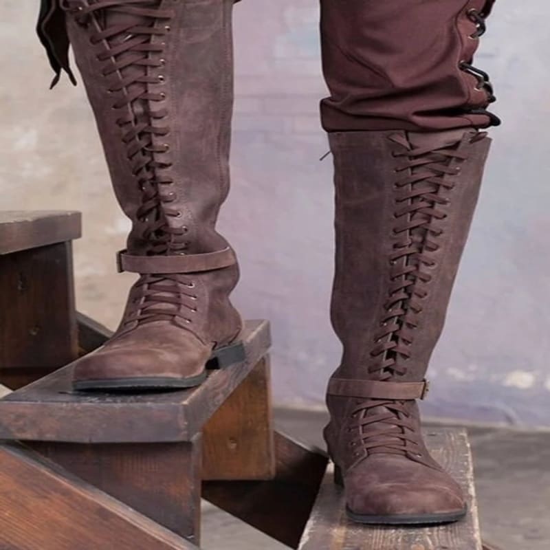 Men's Medieval Leather Middle Ages Ankle Boots Victorian Renaissance