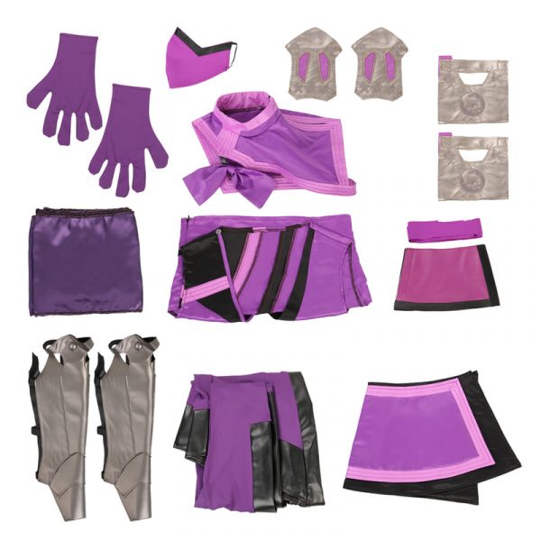 Game Mortal Kombat Mileena Cosplay Costume Full Set Sexy Purple