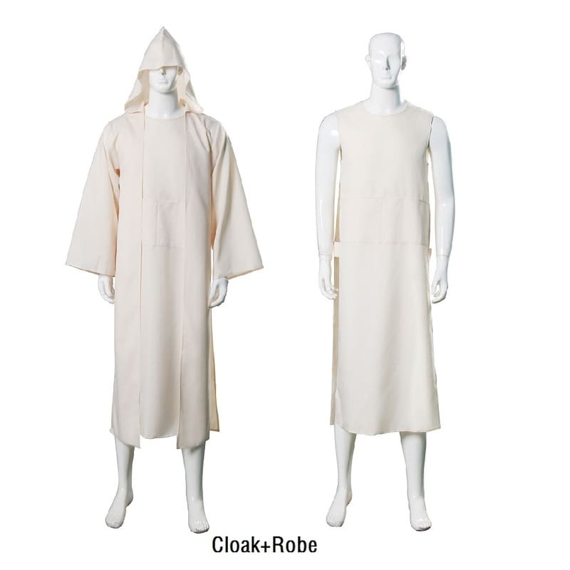 Movie Season of the Witch Cosplay Costumes Adults Plague Doctor Pure Beige Cloak Robe Uniform