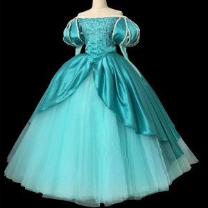 Custom-Made Top Quality Ariel Princess Cosplay Costume With Pearls Dress