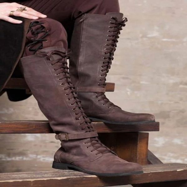 Men’s Medieval Leather Middle Ages Ankle Boots Victorian Renaissance