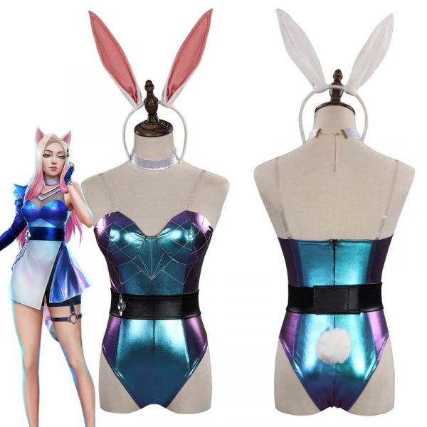 LoL Ahri KDA Cosplay Costume Bunny Girls Dress Jumpsuit Outfits