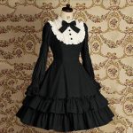 Vintage Slim Cotton Dress Lolita Classic Mary Magdalene Women Bow Tie Ruffle Layer Princess