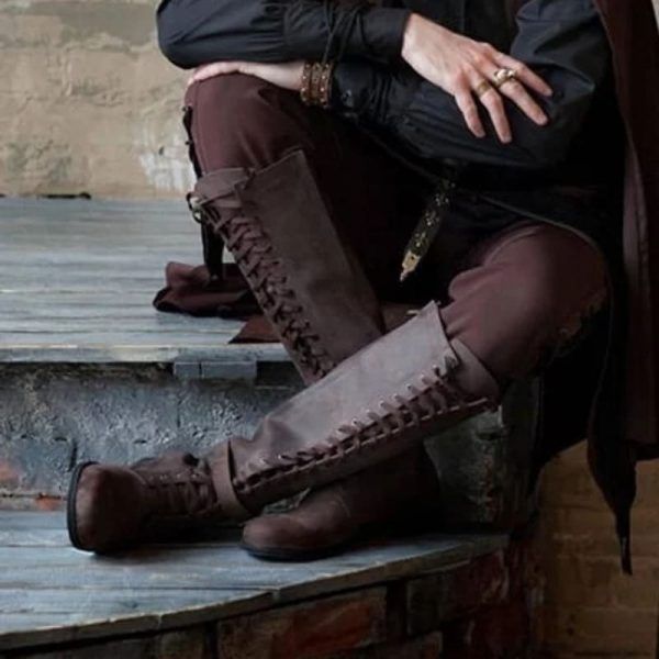 Men’s Medieval Leather Middle Ages Ankle Boots Victorian Renaissance