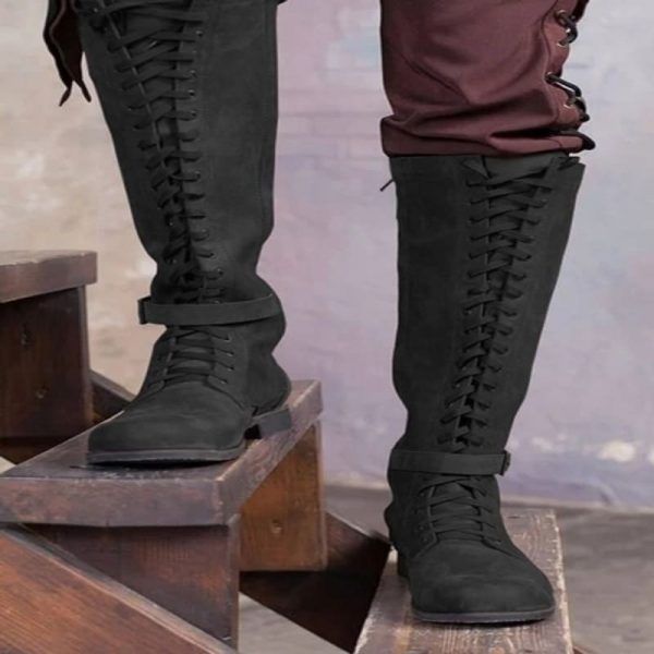 Men’s Medieval Leather Middle Ages Ankle Boots Victorian Renaissance