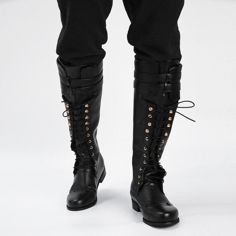 Boots Men Long Western Below Knee Knight Style Boots Vintage Male Winter Cowboy Western Retro Long Classic
