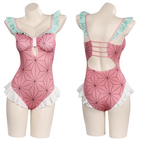 Demon Slayer Kamado Nezuko Cosplay Costume Bodysuit Swimwear Outfits