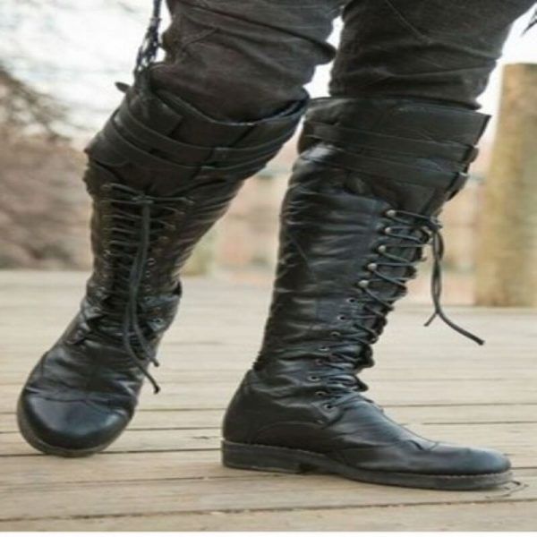 Boots Men Long Western Below Knee Knight Style Boots Vintage Male Winter Cowboy Western Retro Long Classic