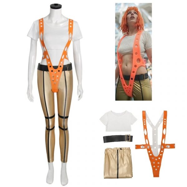 The Fifth Element Leeloo Sexy Skinny Pants Short T-Shirt Body Suit Outfits