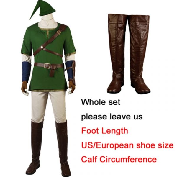 Game Twilight Princess Cosplay Costume Link Role-playing Battle Uniform Full Props With Hat Boots