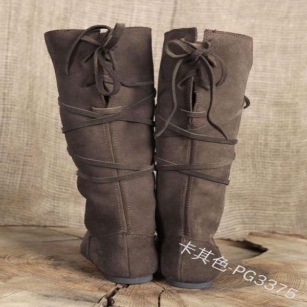 Medieval Viking Costume Retro Men Knight Boots Larp PU Leather