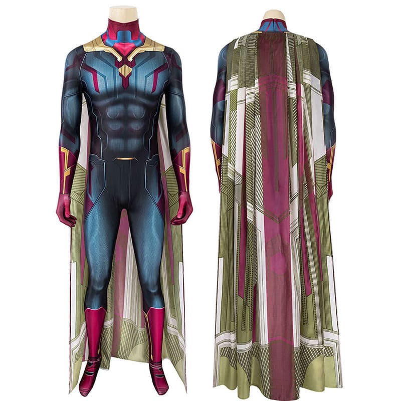 Adult Superheroes Infinity War Vision Jumpsuit Cosplay Costume