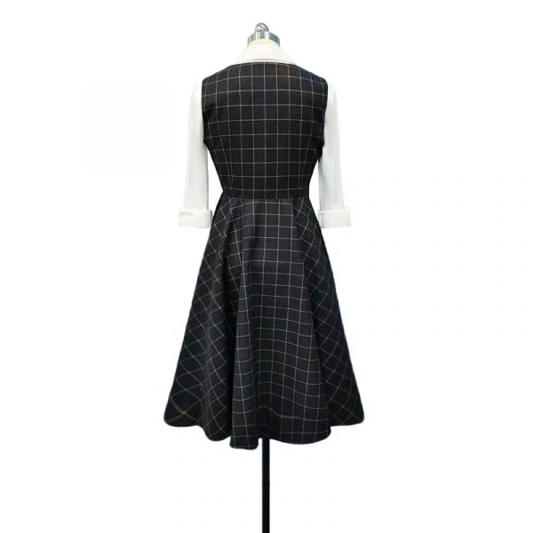 Beth Harmon Retro Plaid Sleeveless Mid-length Dress Skin-friendly