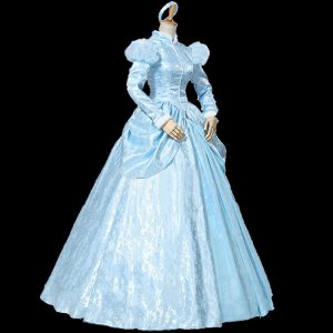 Movie Cinderella Winter Long Sleeves Princess Dress Adult Women Ball Gown