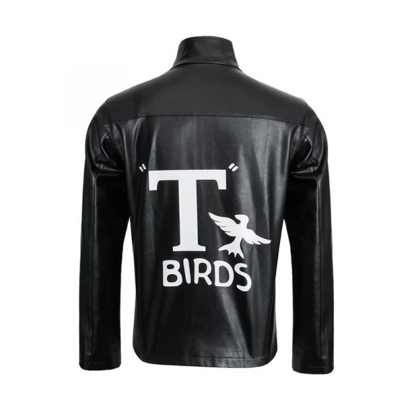 50s Grease BIRDS Jacket T-Birds Vintage Black Faux Leather Moto Biker Short Jacket