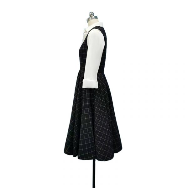 Beth Harmon Retro Plaid Sleeveless Mid-length Dress Skin-friendly