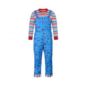 Child's Play Chucky Good Guys Cosplay Costume for Kids Printed Blue