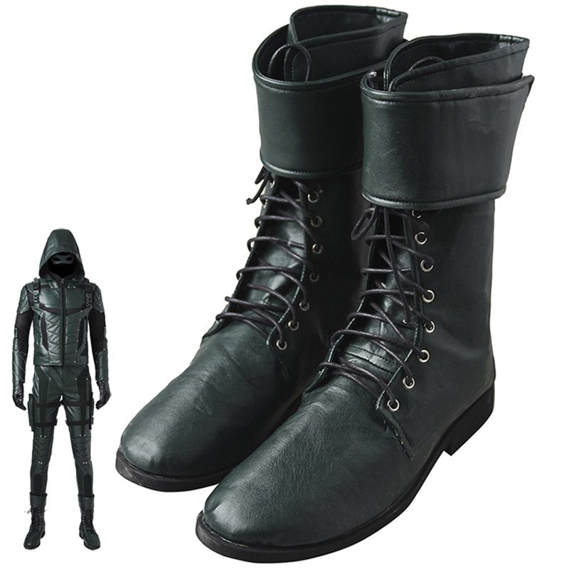 Arrow Season 5 Cosplay Costume Superhero Oliver Queen Green Cool Boots
