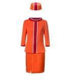 Movie Wives of the Skies Retro Stewardess Cosplay Costume WOTS Orange The 1960s Airline Hostess Uniform
