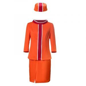 Movie Wives of the Skies Retro Stewardess Cosplay Costume WOTS Orange The 1960s Airline Hostess Uniform