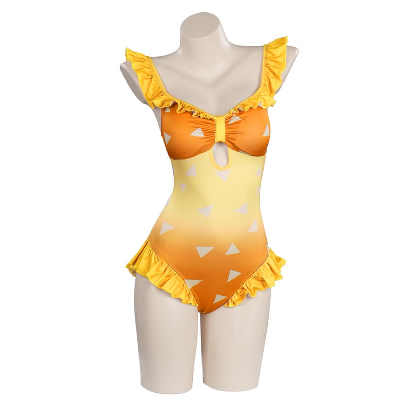 Demon Slayer Agatsuma Zenitsu Cosplay Costume Swimwear Outfits