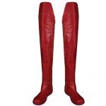 Women Super Lady Cosplay Costume Superheroine Kara Red Knee Length Boots