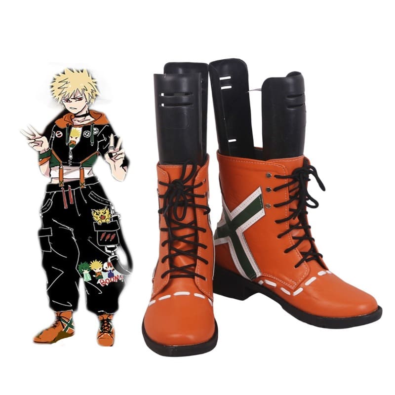 My Hero Academia Kacchan Katsuki Bakugo Orange Cosplay Boots