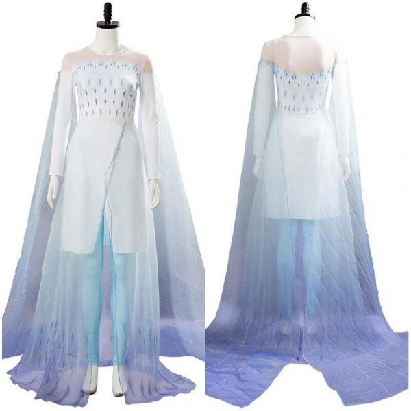 Queen Elsa Ahtohallan Cave Snow Flake Dress Cosplay Costume