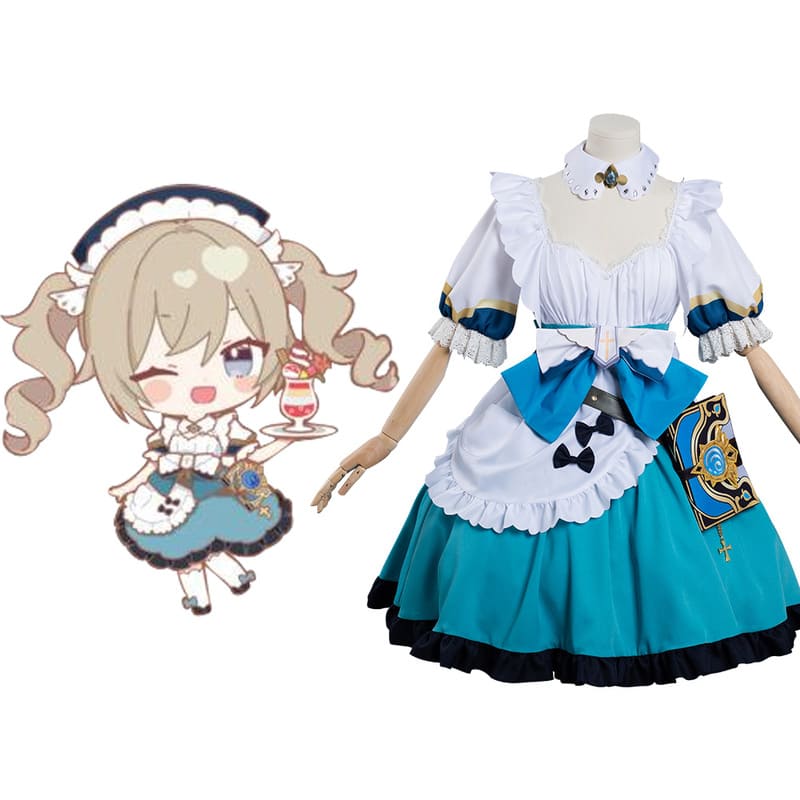 Genshin Impact Barbara Cosplay Costume Maid Dress