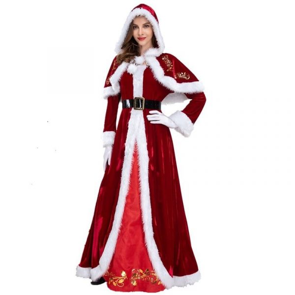 Plus Size Deluxe Velvet Adults Christmas Costume Cosplay Santa Claus Clothes Fancy Dress
